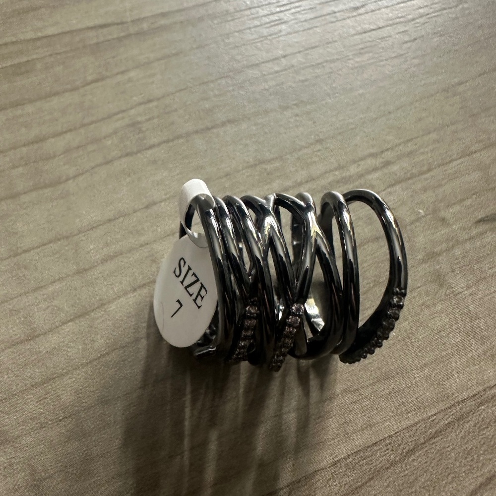 Black Stone Stack Rings - image 1